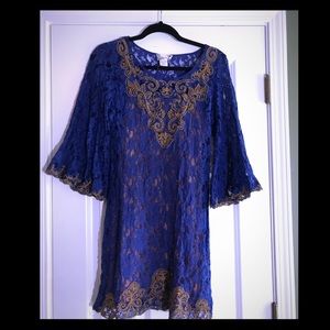Blue and salmon lace dress PERFECT FALL DRESS